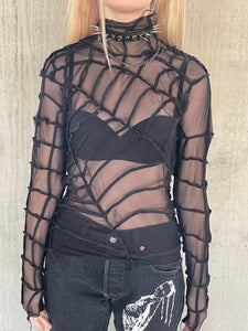 Black Spider Web Mesh Top